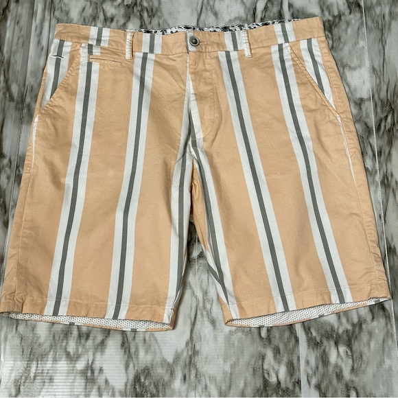 Denim And Flowers Preppy Flat Front Striped Shorts Mens Size 36 Vacation Cruise - Picture 5 of 10